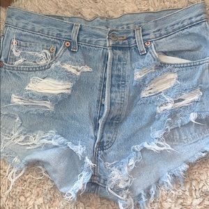 Levi Denim Ripped Jean Shorts